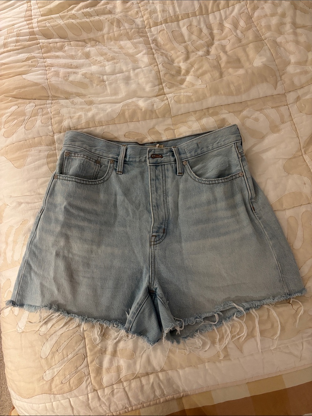 Madewell mom Jean Light Wash Denim Women's Shorts - Casual Frayed Hem